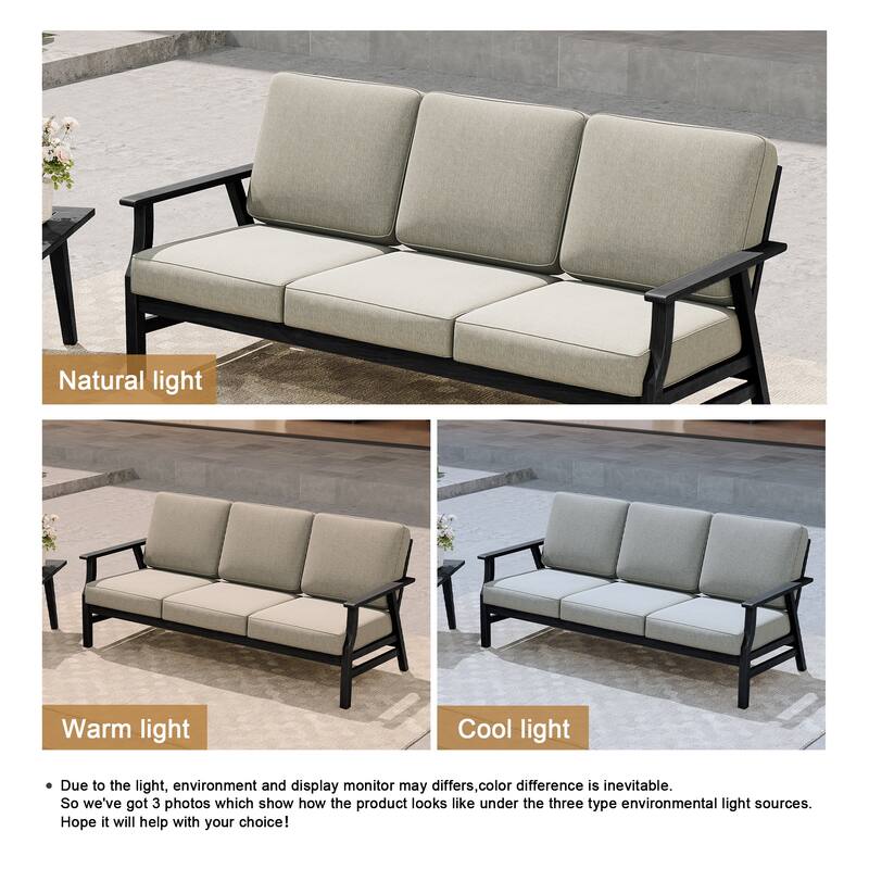 Casual Wood Cushioned 5-Piece Outdoor Patio Conversation Set