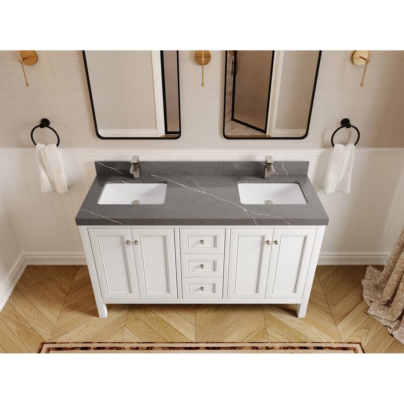 Willow Collections 60 in. W x 22 in. D Nashville Double Bowl Sink Bathroom Vanity with Countertop