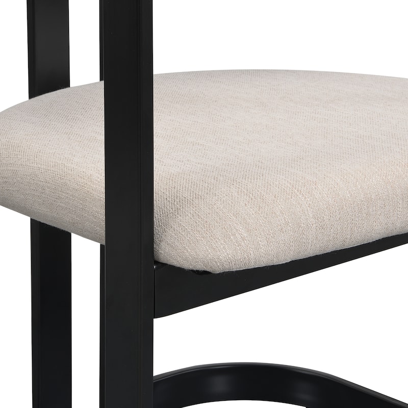 Upholstered Dining Chairs Set of 2, Fabric Armchairs with Metal Frame,
