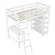 preview thumbnail 7 of 7, White Pine Wood Loft Bed with Desk, Ladder, and Shelves, High Guard Rails