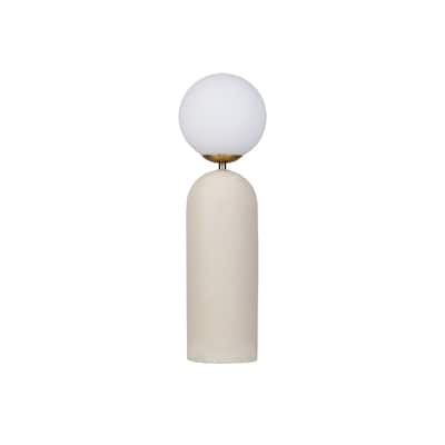 Stoneware and Metal Table Lamp with Frosted Globe and Inline Switch