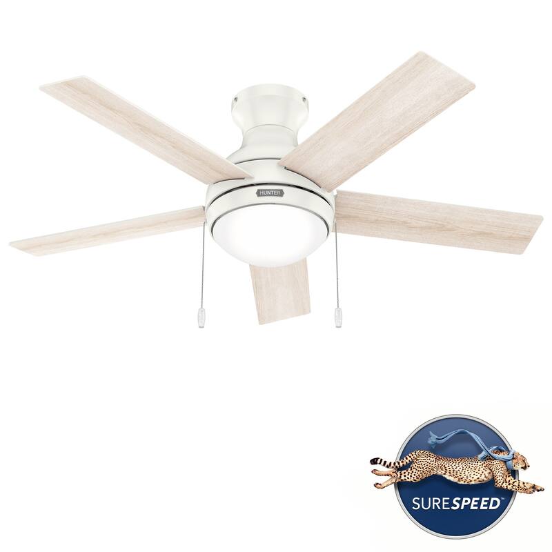 Hunter 44" Aren Low Profile Ceiling Fan with LED Light, Pull Chain