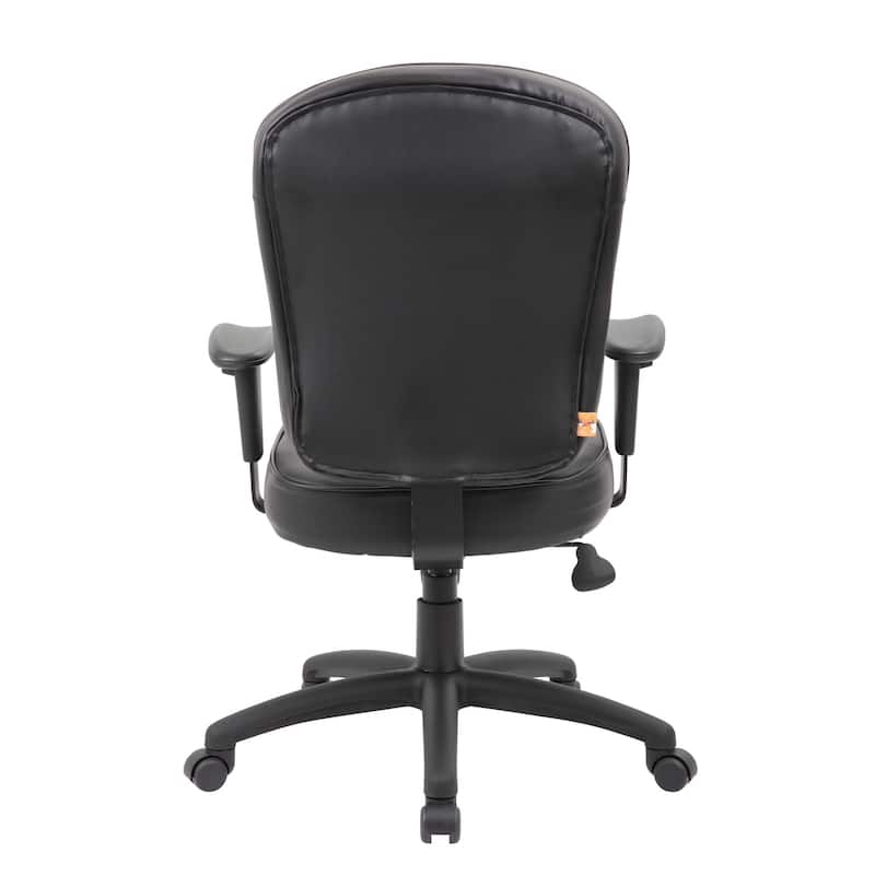 Boss Black Leather Task Chair W/ Adjustable Arms