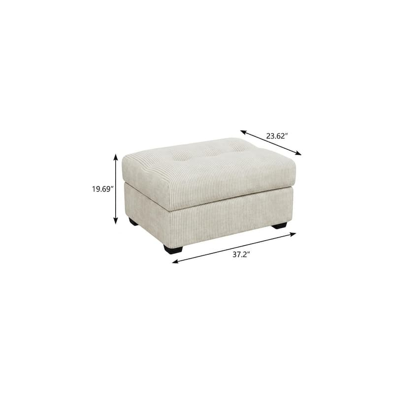 HomeRoots 37" Beige and Black Corduroy Tufted Ottoman