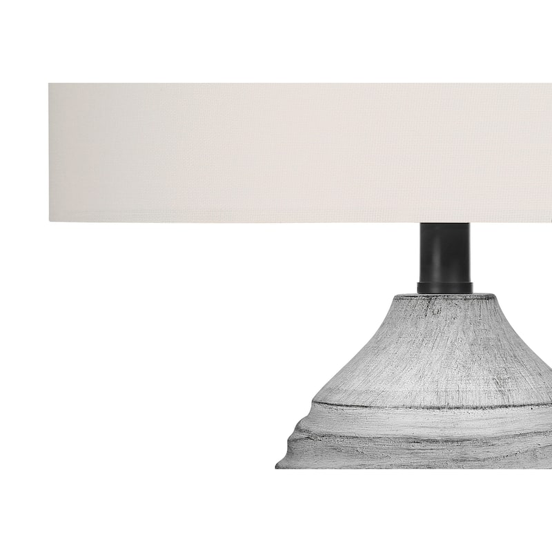 Lighting, 27"h, Table Lamp, Grey Resin, Ivory / Cream Shade, Modern