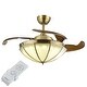 preview thumbnail 10 of 10, 36" Retractable Blade Ceiling Fan Light with Remote Control - Brass - 36 inches