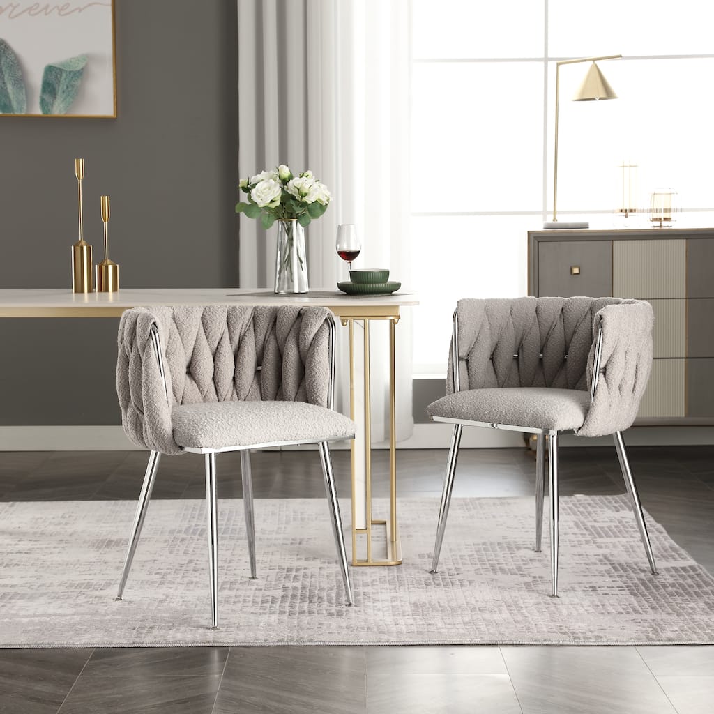 Leisure Velvet Dining Chairs With Metal Feet 2PC/SET