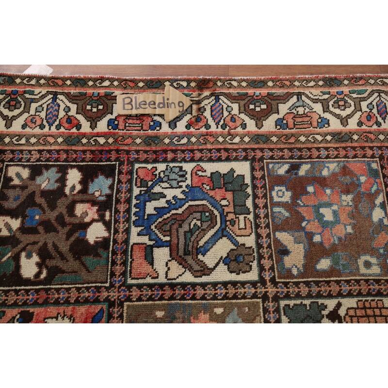 Traditional Bakhtiari Vintage Persian Rug Hand-Knotted Wool Carpet - 6'5" x 9'7"