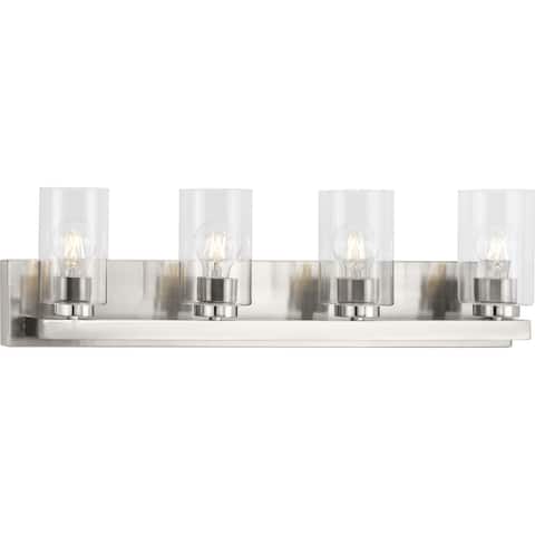 Goodwin Collection Four-Light Brushed Nickel Modern Vanity Light with Clear Glass - Large