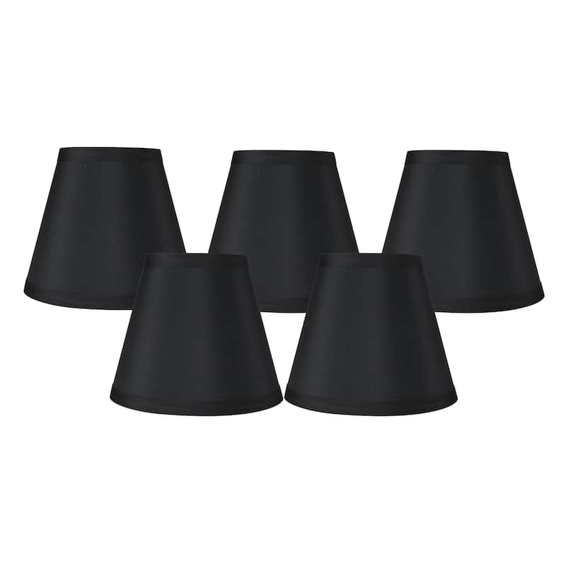 Meriville Faux Silk Clip On Chandelier Lamp Shades, 3.5-inch by 6-inch by 5-inch - Set of 5 - Black