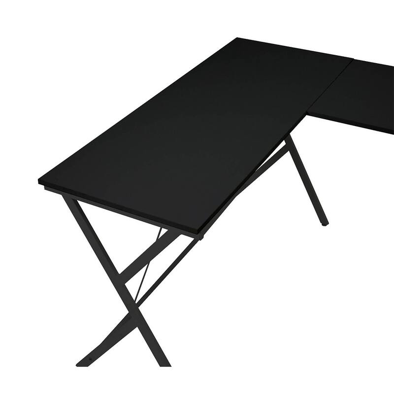 L-Shape Computer Desk with Computer Holder, Black