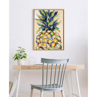 Kate and Laurel Sylvie Pineapple Framed Canvas by Rachel Christopoulos