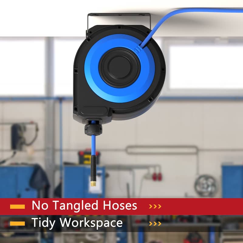 Commercial-Grade Steel Air Tool Hose Reel with Auto-Rewind – Heavy-Duty Tangle-Free Hose Management