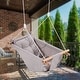preview thumbnail 10 of 8, Light Grey 3 Modes Canvas Hammock Swing with 5-Point Harness Ideal Gift for Kids - 27.56 x 15.75 x 7.87 in