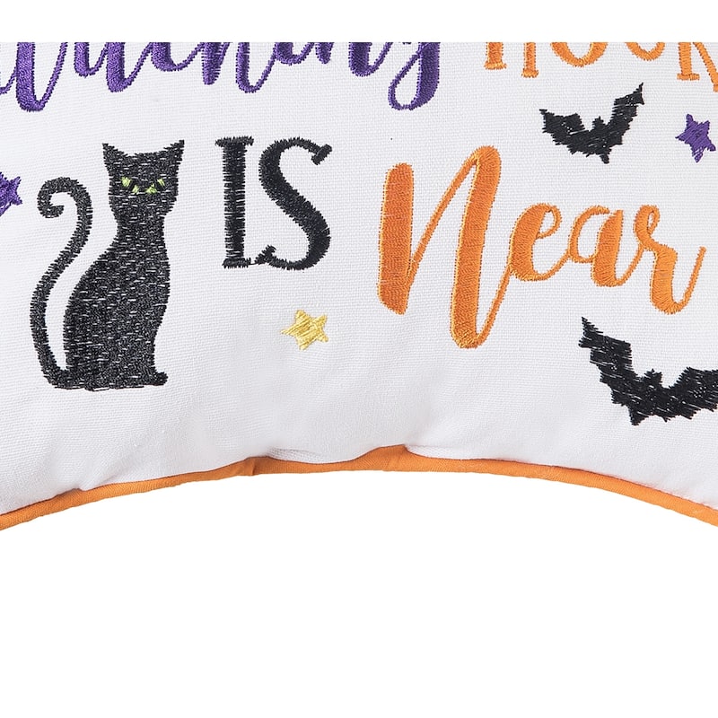 "The Witching Hour is Now" Halloween 100% Cotton Petite Accent Pillow 10" x 10"