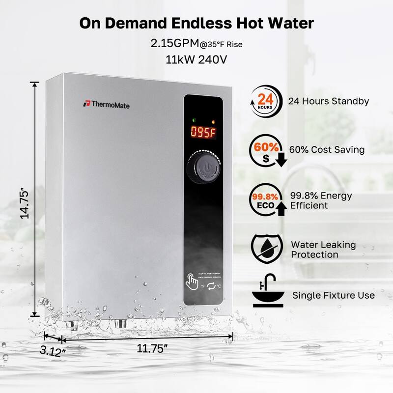 ThermoMate Electric Tankless Water Heater 11kW at 240 Volt
