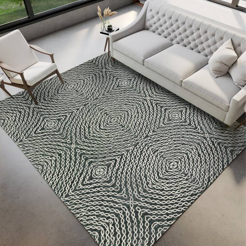 Indoor/ Outdoor Addison Bravado Link Washable Area Rug - 8' x 10' - Shadow