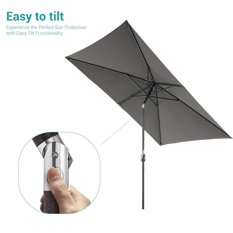 BONOSUKI 6x9FT Patio Market Umbrellas Table Umbrella with Tilt Button