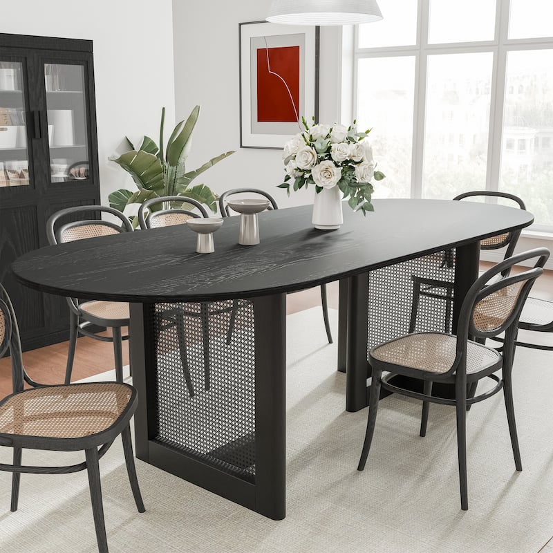 Wooakway Solid Wood 67'' Oval Dining Table for 6-8 People Nordic style