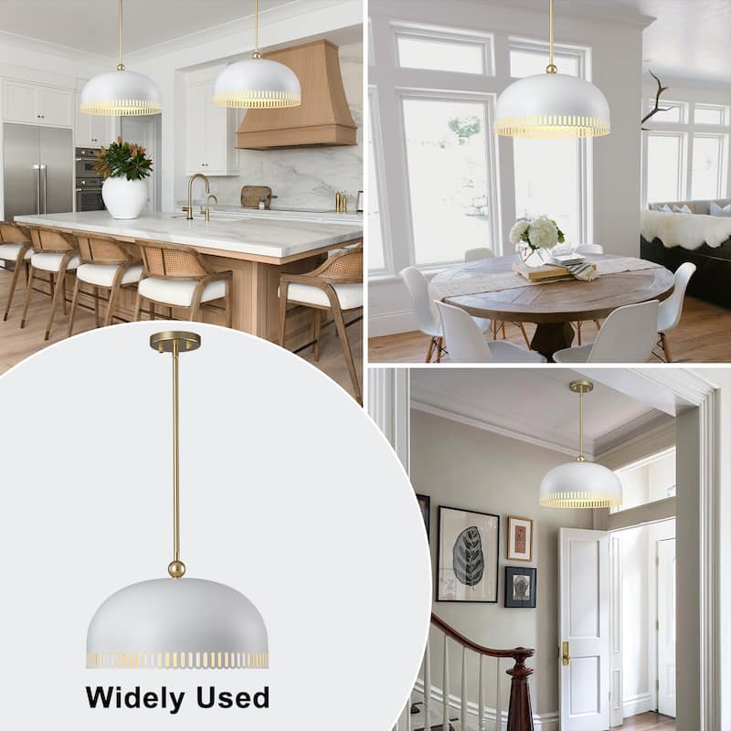 Modern 2-in-1 Dome Pendant or Flush Mount Light Openwork Iron Shade