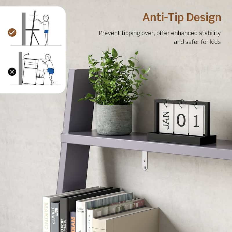 2-Tier Ladder Shelf Desk Freestanding Computer Desk with Storage Shelf