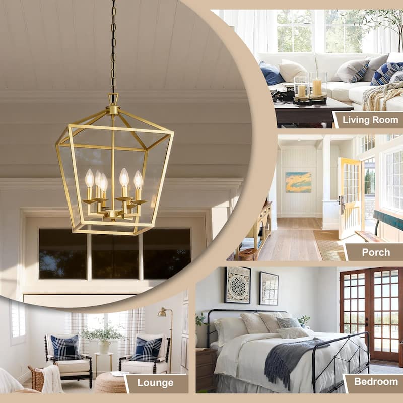 6 - Matte Black/ Gold Light Pendant - 16"x16"x24"