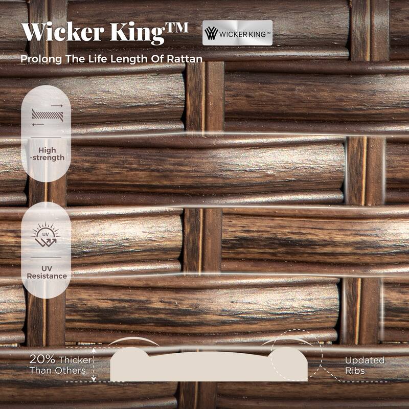 MAISON ARTS 5-Seat Outdoor Patio Furniture Sets, 2 x Cushioned Chairs, 1 x 3-Seat Sofa with Marbling Coffee Table