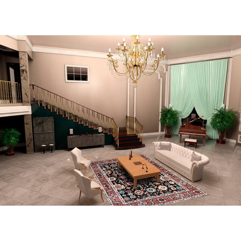 Handknotted Wool C.BROWN / R.RED Traditional Classic Serapi Rug - 8' x 10' - C.BROWN / R.RED