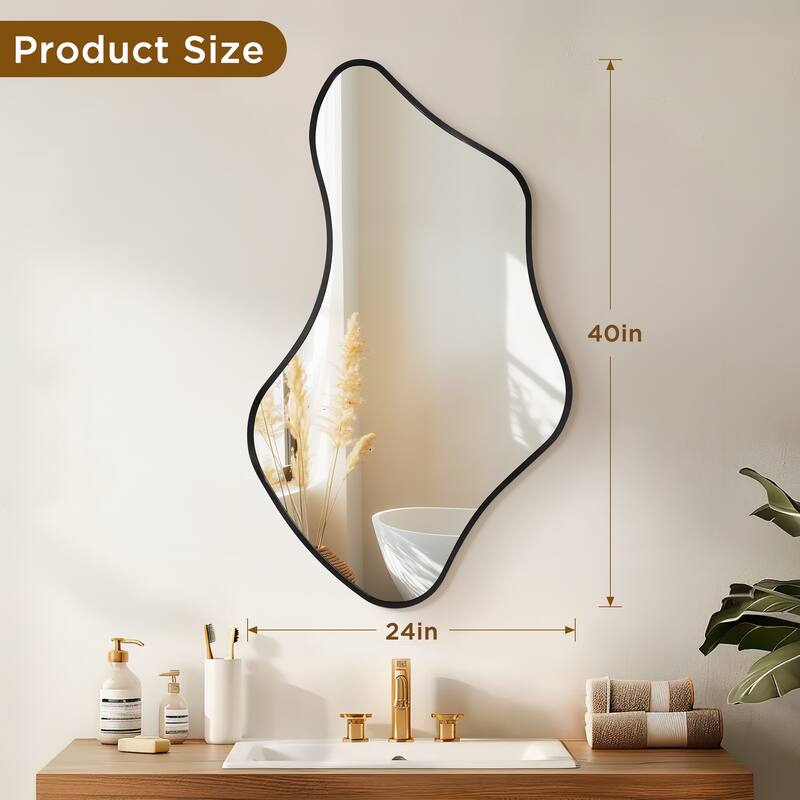 Irregular Asymmetric Aluminum Alloy Framed Wall Mirror
