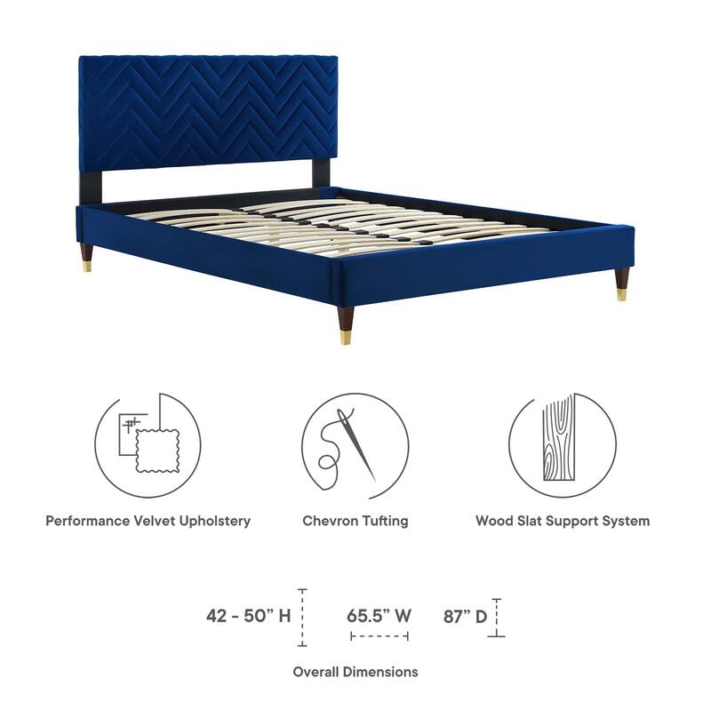 Leah Chevron Tufted Performance Velvet Queen Platform Bed