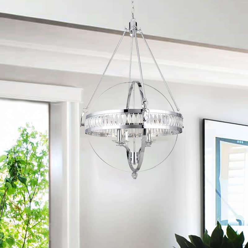 Crystal Orb Pendant Light Bohemian 4-Light Oil Bronze or Silver Luxury Chandelier - N/A