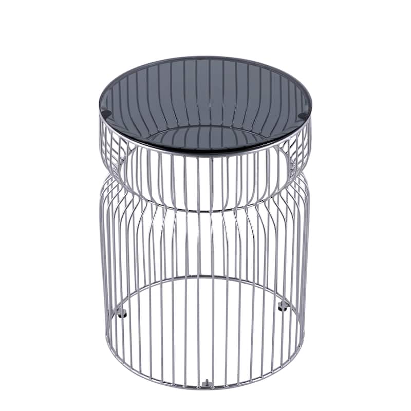 Modern Contemporary Metal Nested base and Tinted tempered glass top material End Table