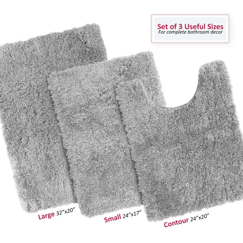 Porch & Den Lorena Shaggy/ Non-slip Rubber Backed Bath Rug Set