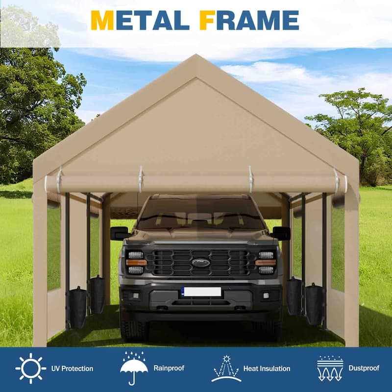 Futzca 12x20 ft Carport Canopy, Waterproof Outdoor Shelter with Sandbags