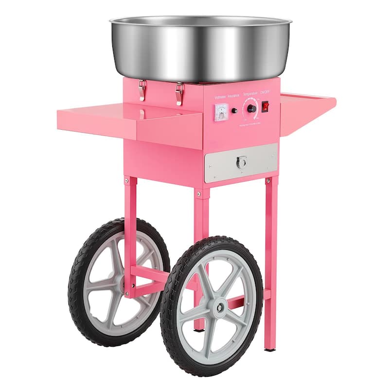 Stainless Steel 1000W Commercial Cotton Candy Machine with Temp Control - 32.24x20.47x37.6 inch - Pink