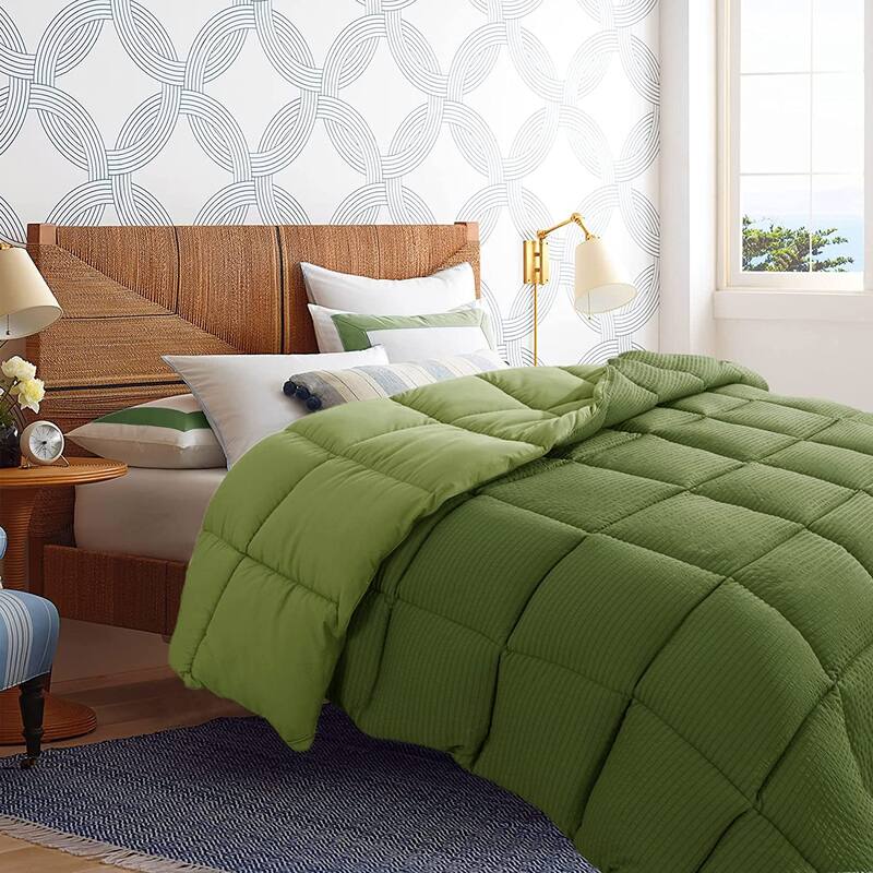 KASENTEX Winter Warmth Quilted Comforter, Cozy Soft Seersucker Textured, Down Alternative Fill