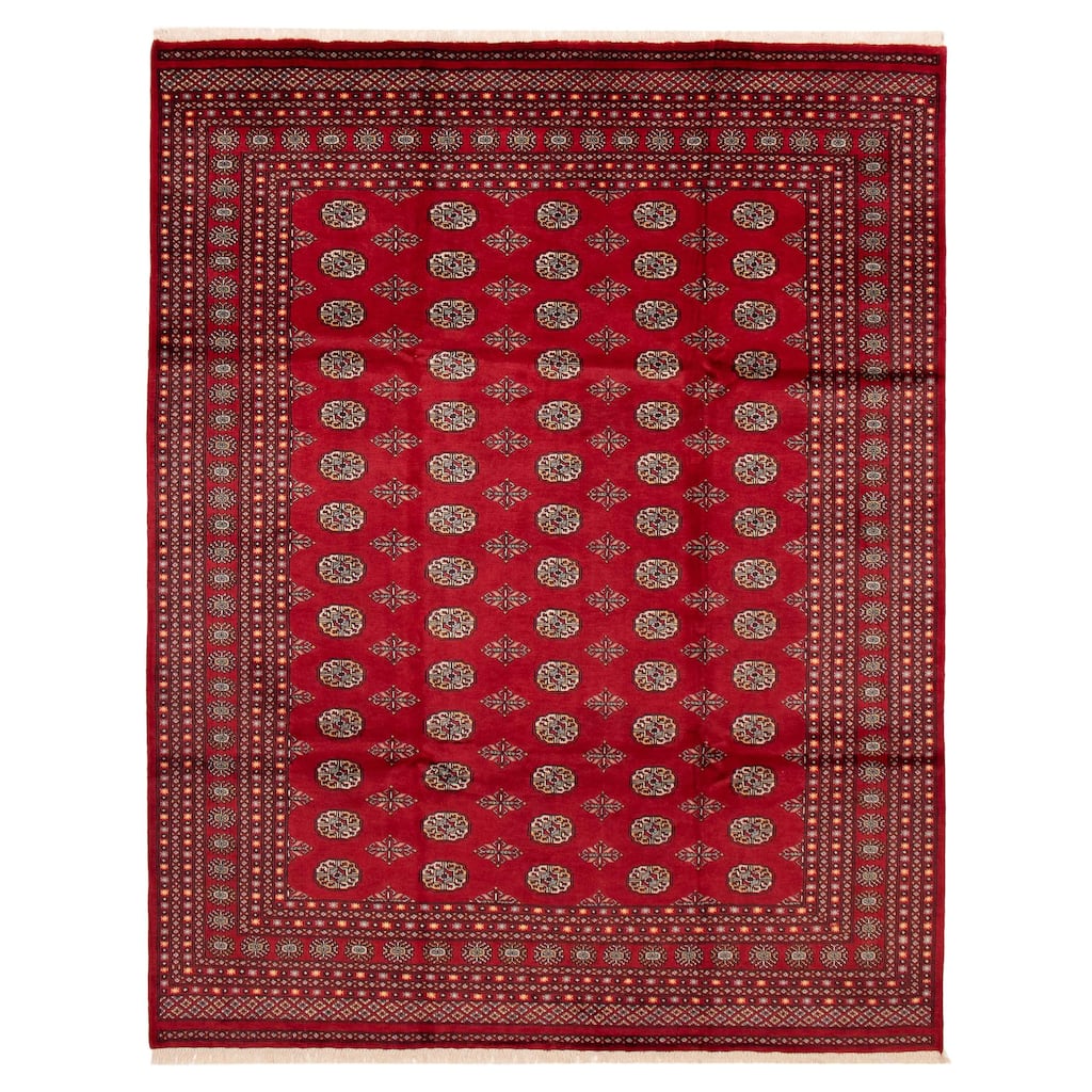 ECARPETGALLERY Hand-knotted Finest Peshawar Bokhara Red Wool Rug - 8'2 x 10'4