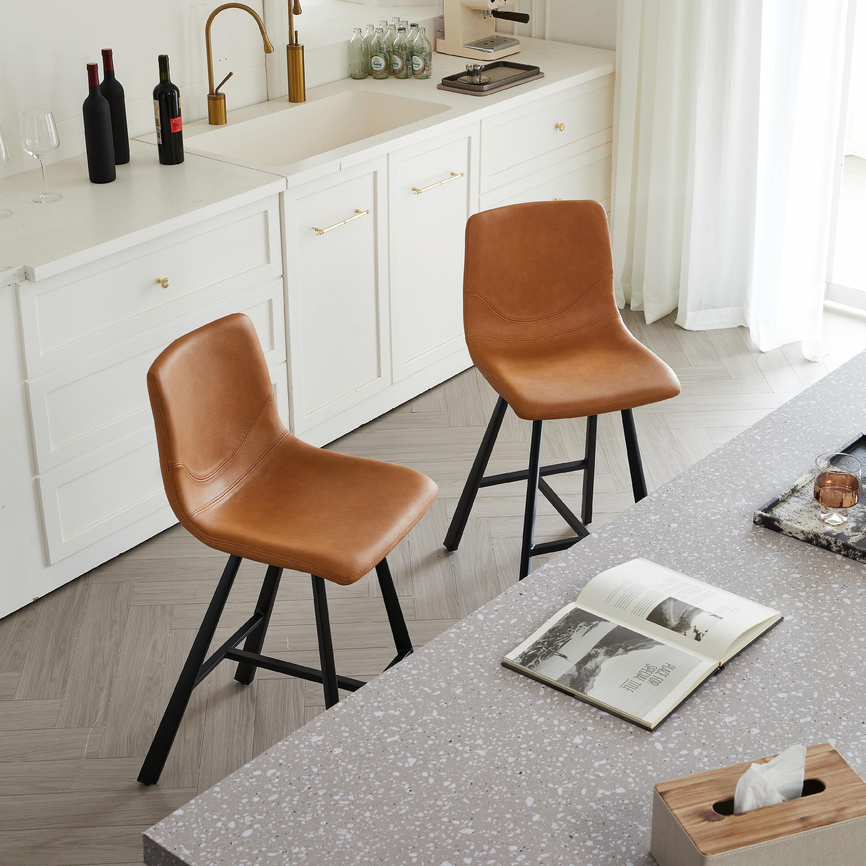 Modern Upholstered Counter Height Stool - Set of 2