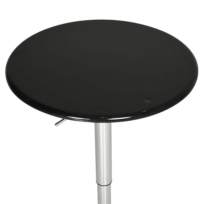 HOMCOM Round Cocktail Bar Table Metal Base Tall Bistro Pub Desk Adjustable Counter Height Black Silver