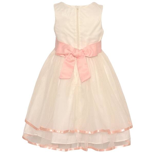 Shop Rare Editions Little Girls Peach Floral Embroidered Bow