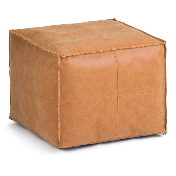 slide 28 of 39, WYNDENHALL Wendal Boho Square Pouf in Faux Leather Distressed Brown - 18"w x 18"d x 14"h