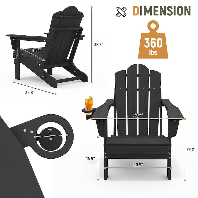 HDPE Plastic Outdoor/Indoor Adjustable Folding Adirondack Chair