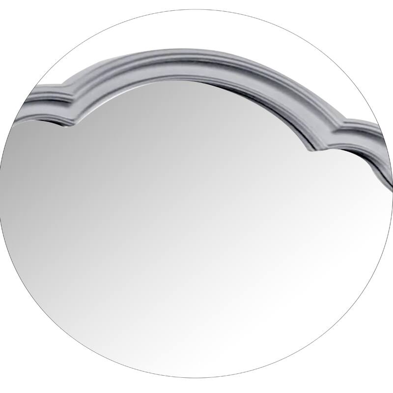 Eleena Dresser Mirror, Beveled Glass, Silver Solid Wood Frame, 41x42