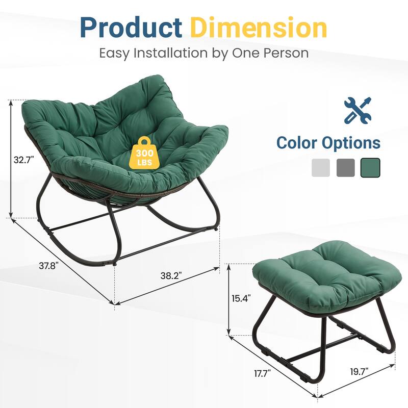 Patio Rocking Chair with Ottoman