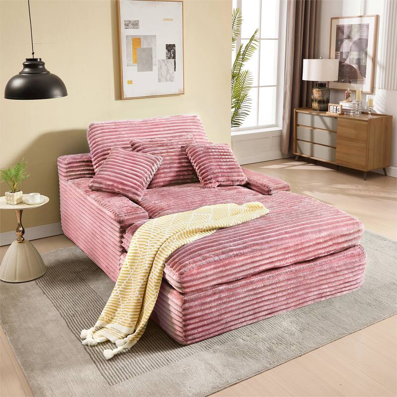 Modern Upholstered Chaise Lounge Sofa for Living Room Office, 75" Oversized Leisure Sofa 2 Seat Sleeper Couch with Pillows