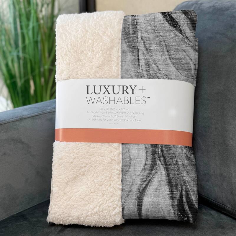 Premium Machine Washable Abstract Modern Sherpa Throw Blanket