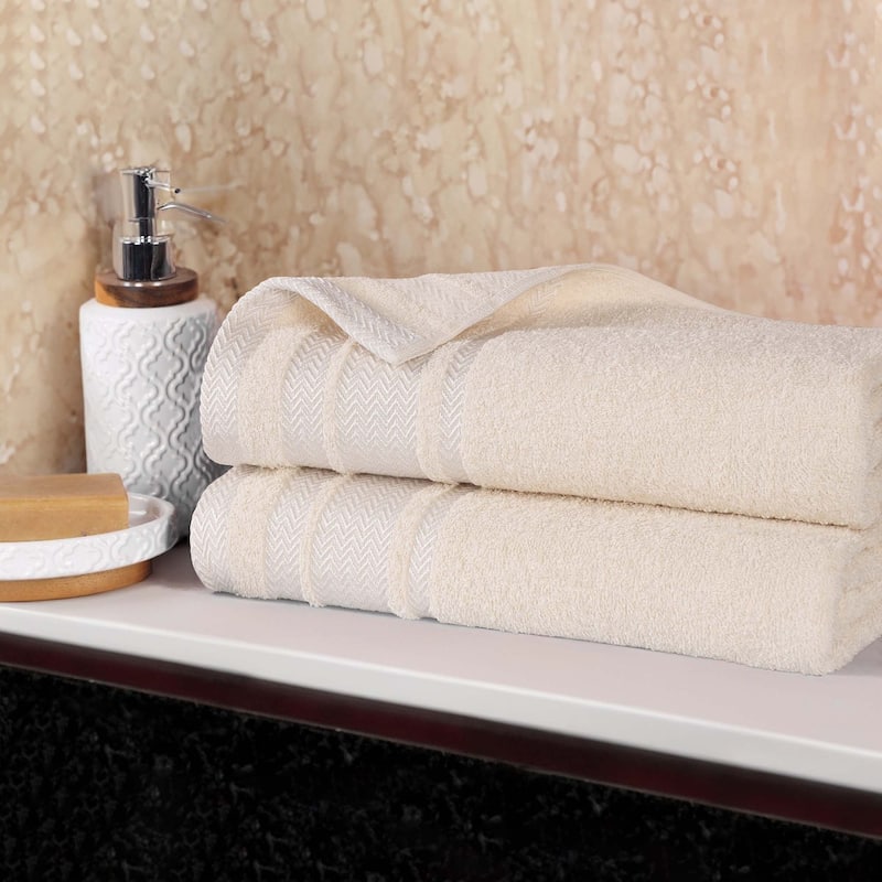 Superior Hays Cotton Soft Medium Weight Bath Sheet Set of 2 - Ivory
