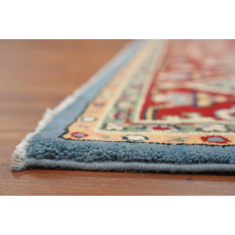 Hand Knotted Oriental 100% Wool Carpet Traditional Medallion Beige & Ivories Heriz (serapi) Area Rug - 9' 10'' X 7' 11''