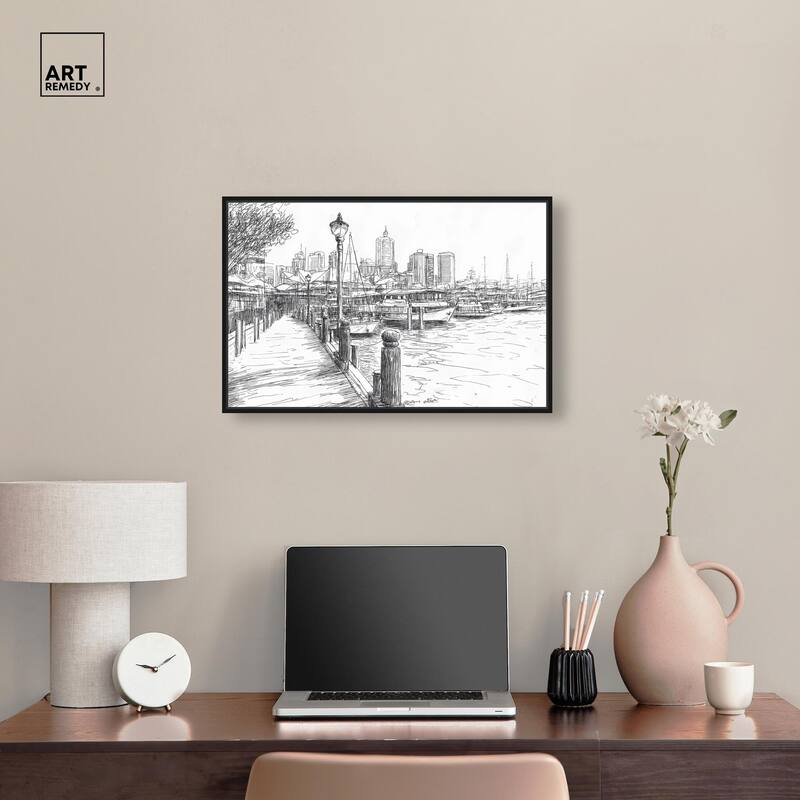 Harbour City Ink Canvas by Art Remedy