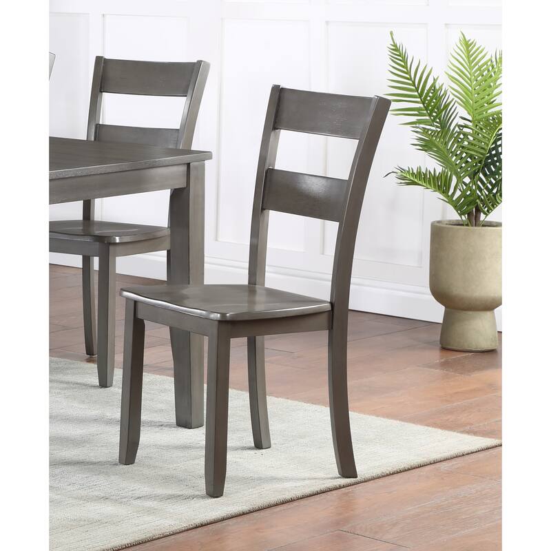 Wooden Dining Room Furniture Set, 7 Pcs Dining Table Chair Set with Rectangular Table and 6 Ladder Back Chairs